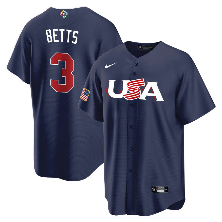 WBC Mookie Betts USA 3 Jersey
