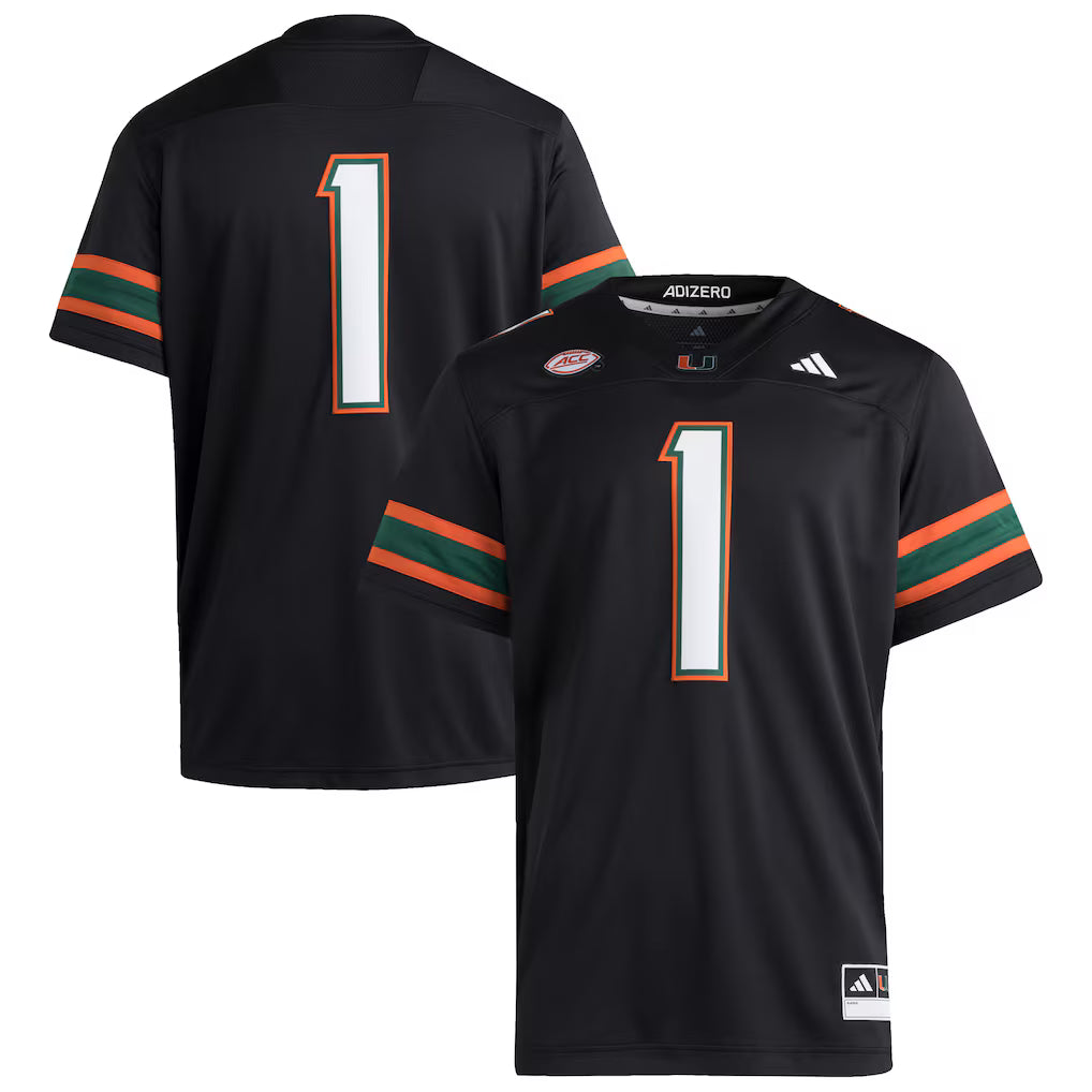 #1 Miami Hurricanes Premier Jersey - Black - NCAA