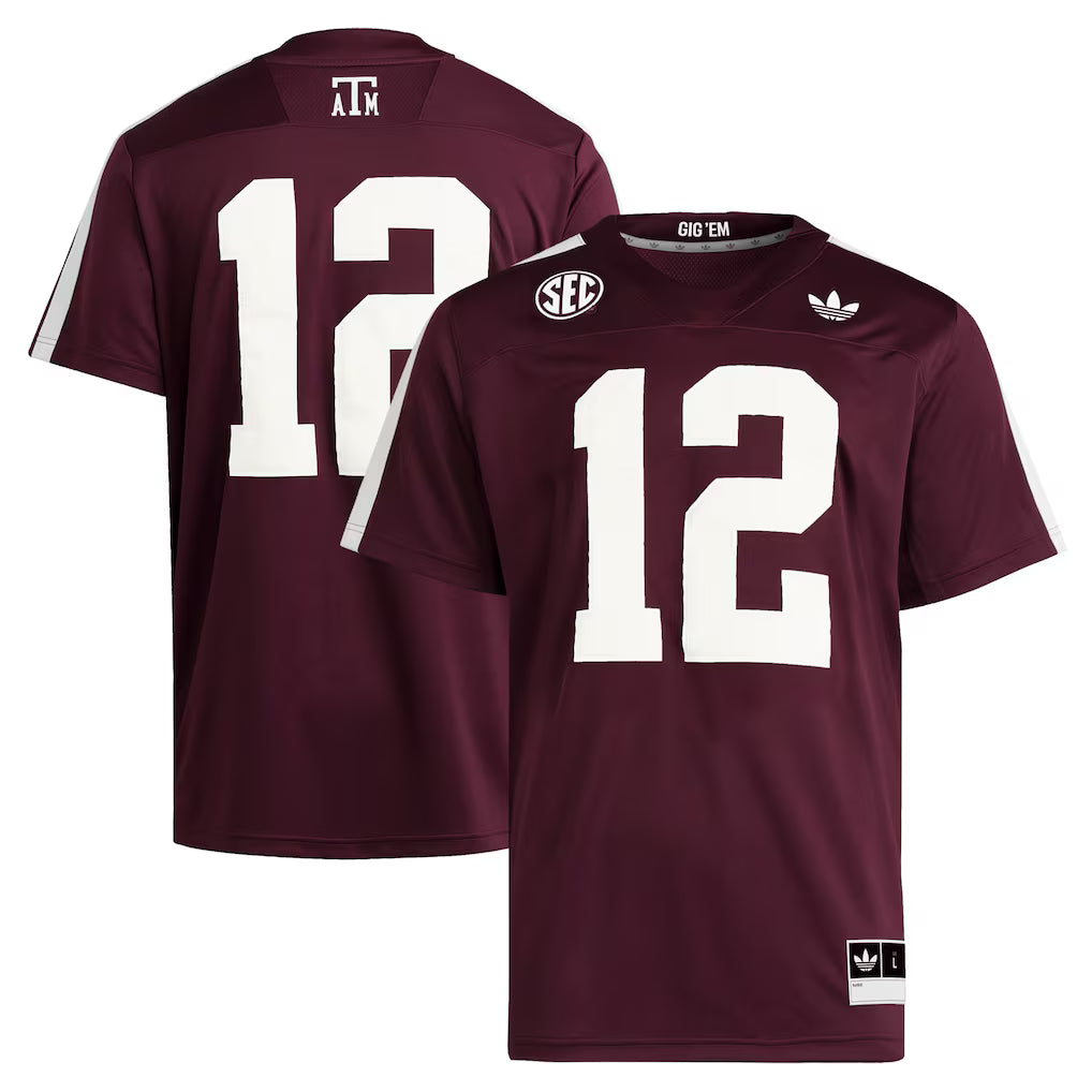 #12 Texas A&M Aggies Premier Strategy Jersey - Maroon -
