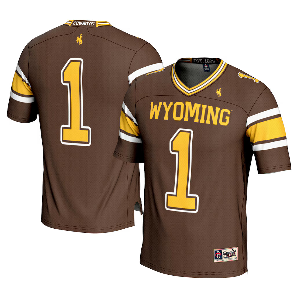 #1 Wyoming Cowboys GameDay Greats Football Jersey – Brown -