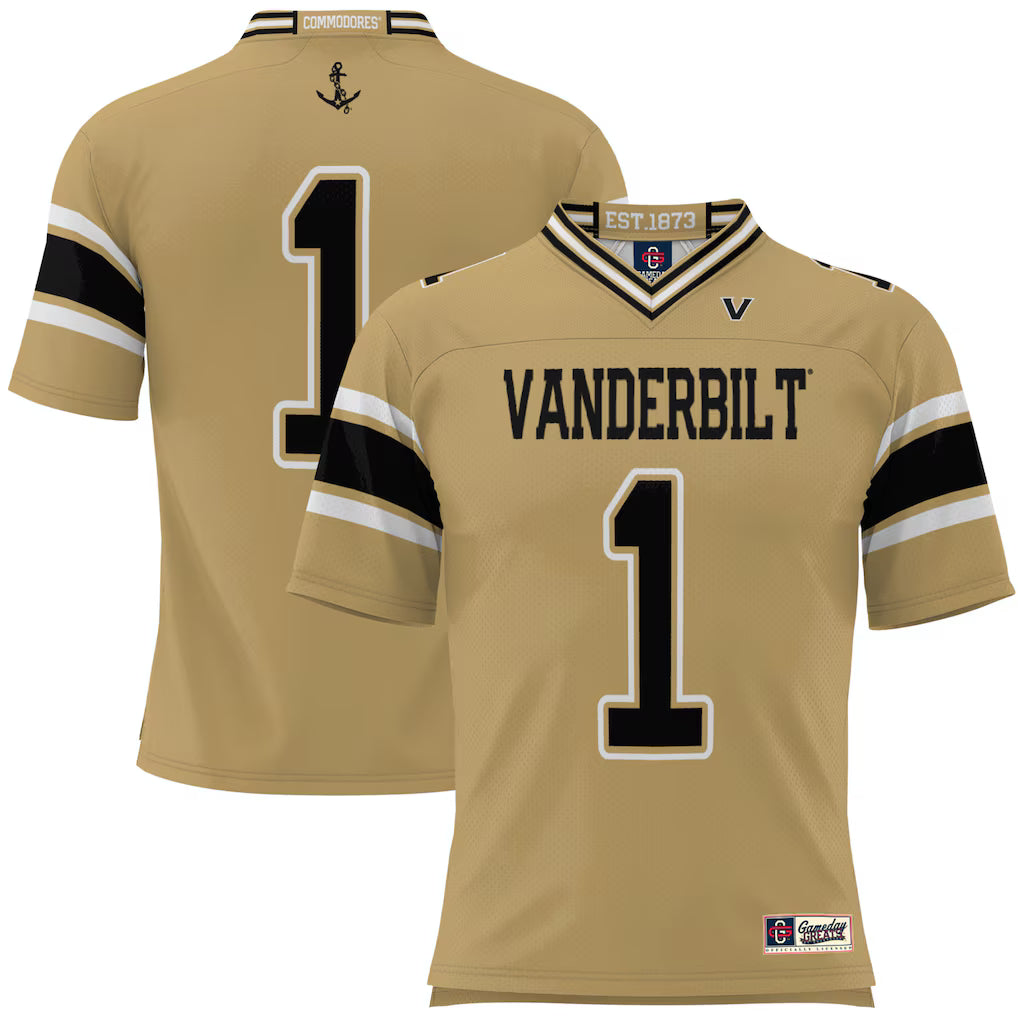 #1 Vanderbilt Commodores GameDay Greats Football Jersey - Gold -