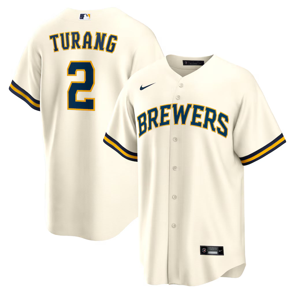 Brice Turang Milwaukee Brewers Jersey - Cream