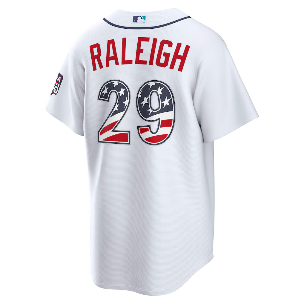 Cal Raleigh Seattle Mariners USA 250 Fourth of July Home Baseball Jersey – White