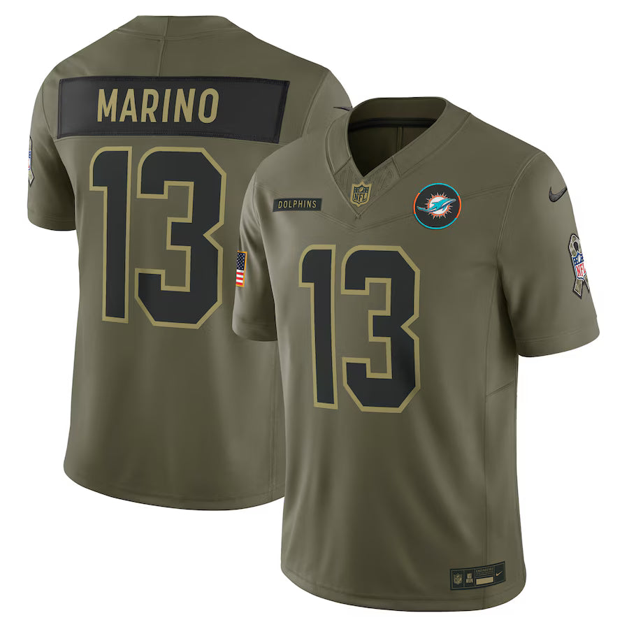 Dan Marino Miami Dolphins 2025 Salute to Service Retired Limited Jersey - Olive - NFL