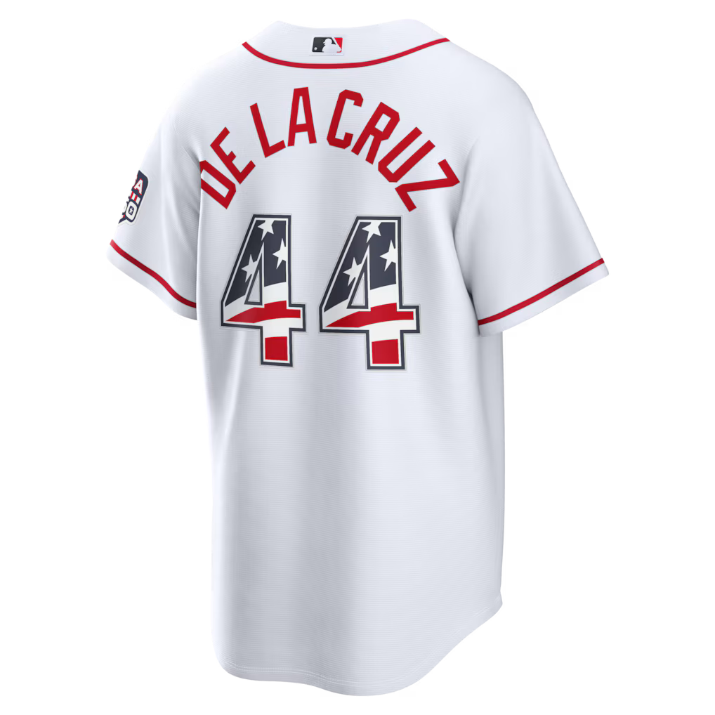 Elly De La Cruz Cincinnati Reds USA 250 Fourth of July Home Baseball Jersey – White