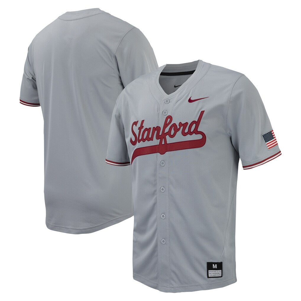 Stanford Cardinal Full-Button Baseball Jersey - Gray -
