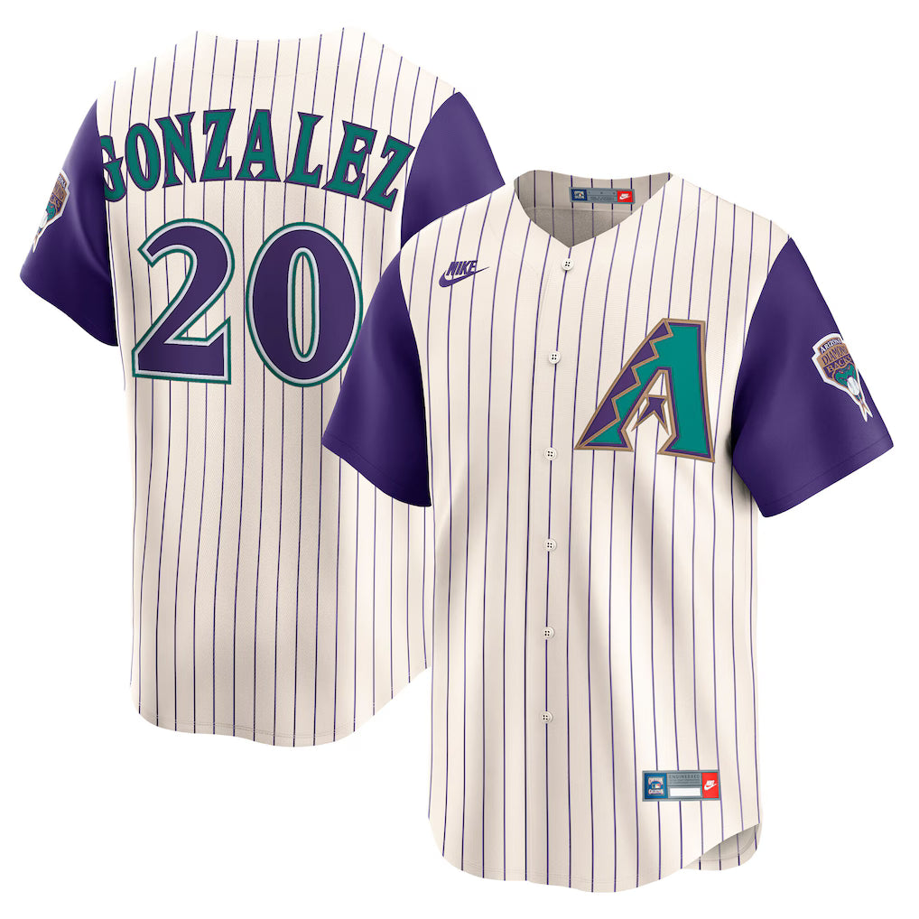 Luis Gonzalez Arizona Diamondbacks Throwback Cooperstown Collection Limited Jersey - Cream - MLB