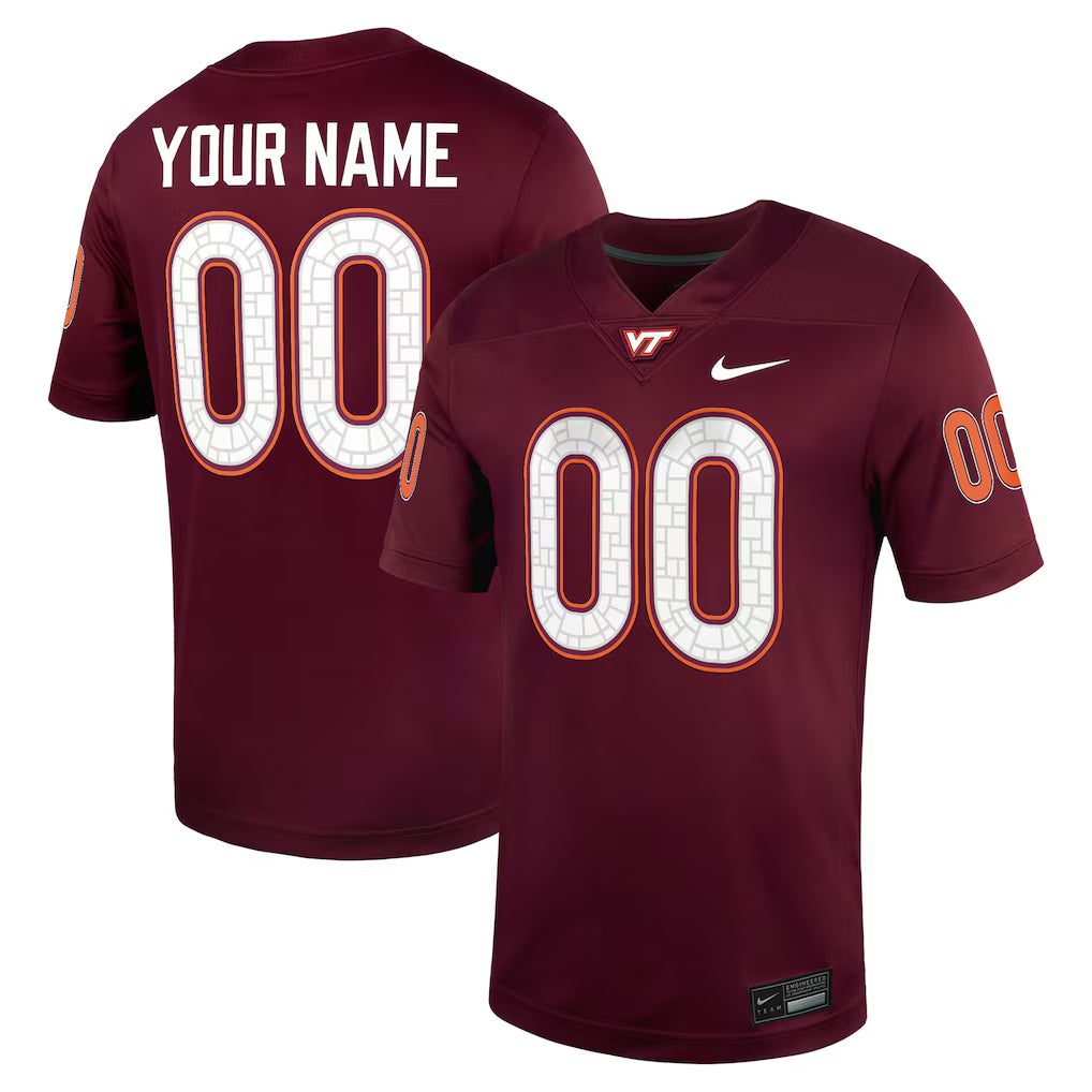 Virginia Tech Hokies Custom Football Game Jersey - Maroon -