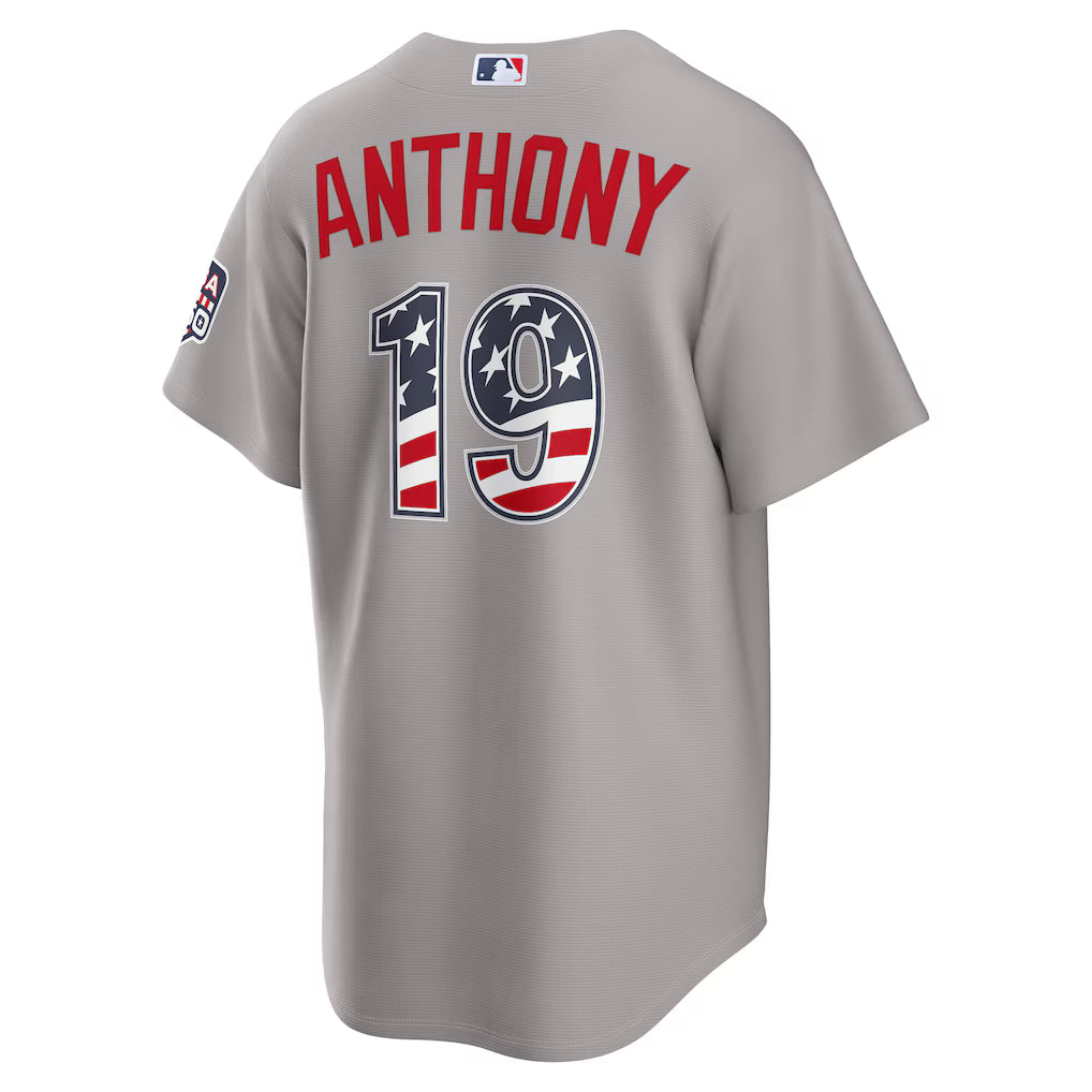 Roman Anthony Boston Red Sox USA 250 Fourth of July Road Baseball Jersey – Gray