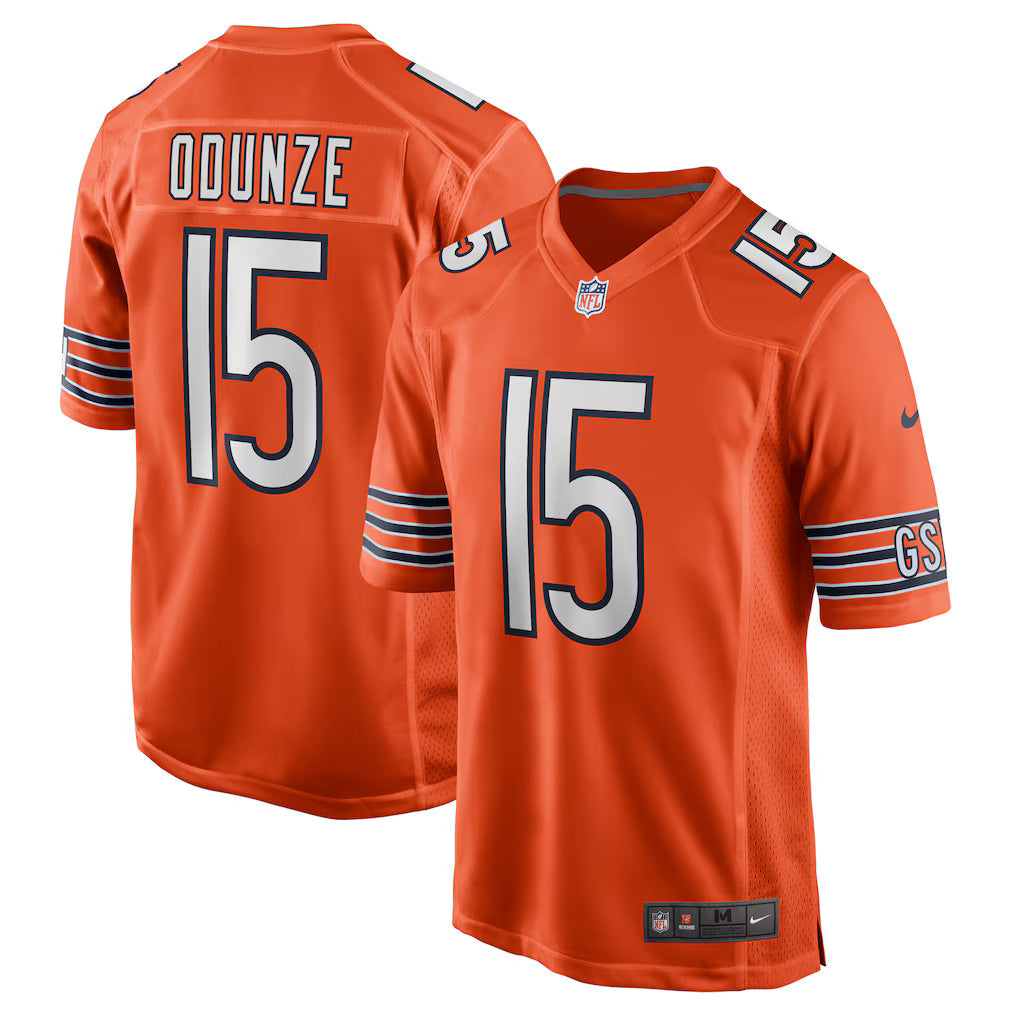 Rome Odunze #15 Chicago Bears Football Jersey - Orange