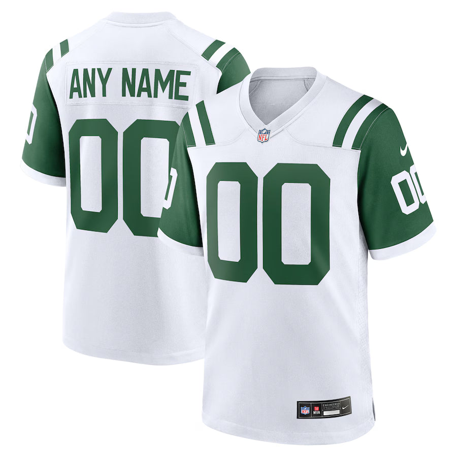 New York Jets Classic Alternate Custom Replica Jersey - White - NFL