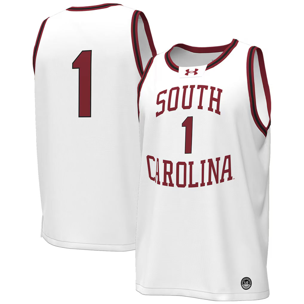 #1 South Carolina Gamecocks Under Armour Throwback Basketball Jersey - White -