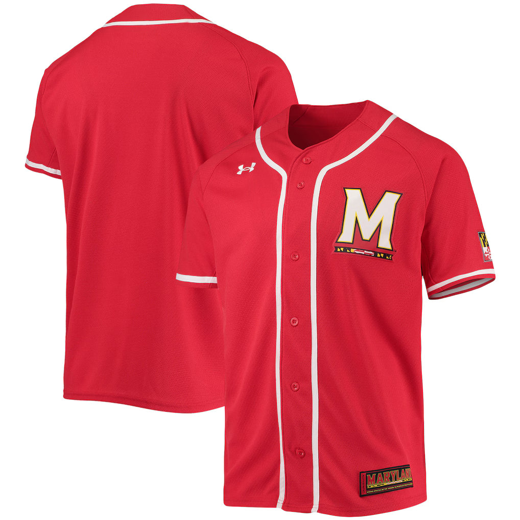 Maryland Terrapins Under Armour Baseball Jersey - Red - NCAA