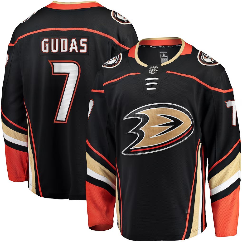 Sports Jersey Direct Radko Gudas Anaheim Ducks black home breakaway hockey jersey with team logo and player number