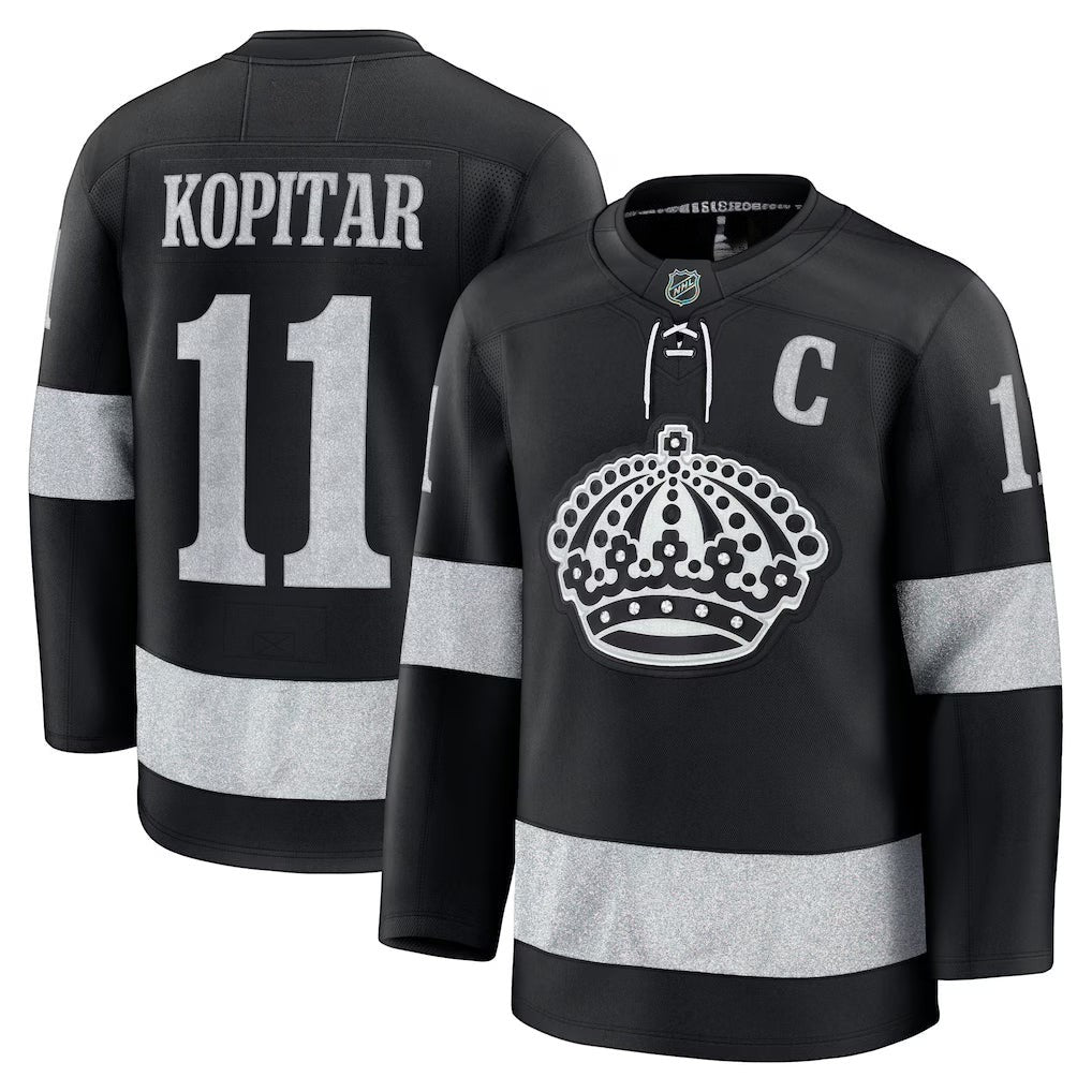 Sports Jersey Direct Anze Kopitar Los Angeles Kings black alternate premium hockey jersey with team crown logo