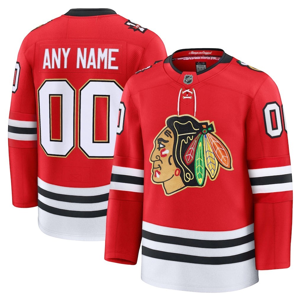 Sports Jersey Direct Chicago Blackhawks red Centennial Premium custom hockey jersey with team logo and player details