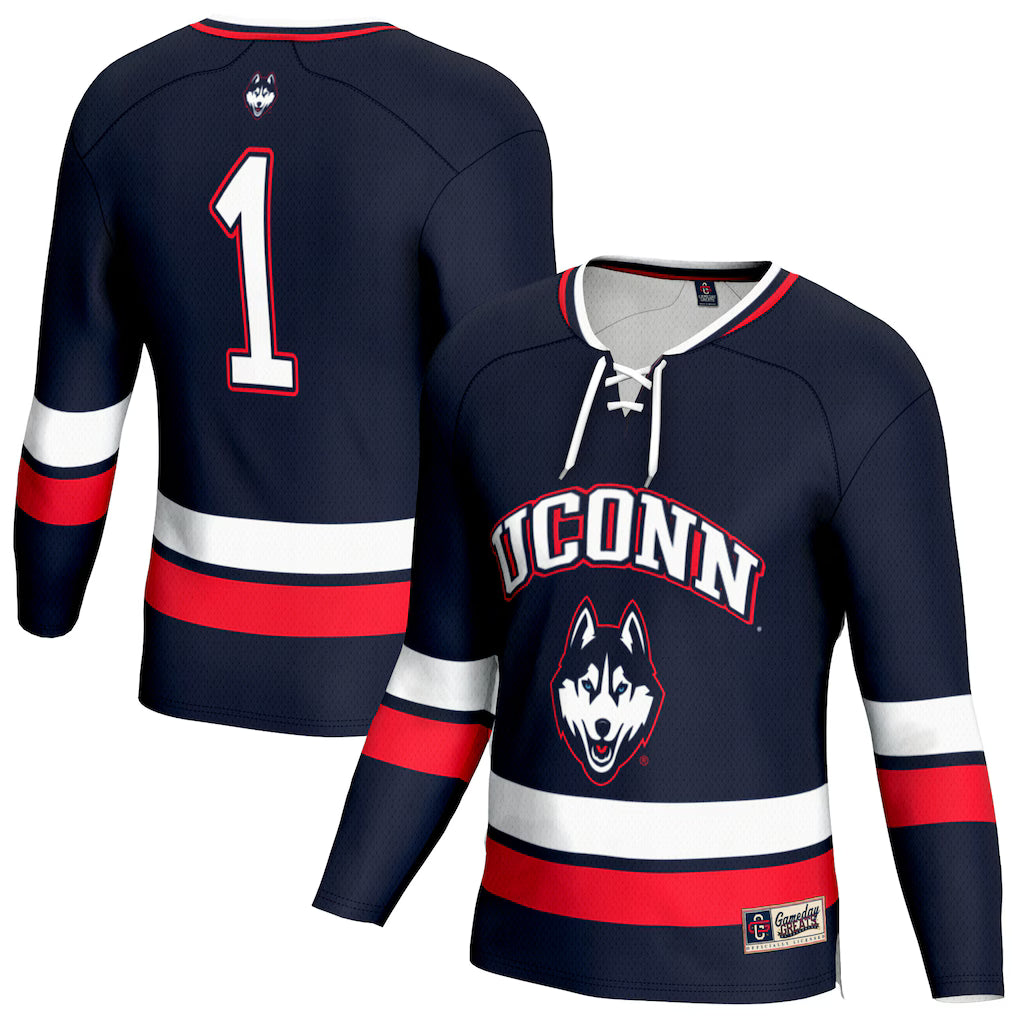 UConn Huskies GameDay Greats Lightweight Men's Hockey Team Fashion Jersey - Navy -