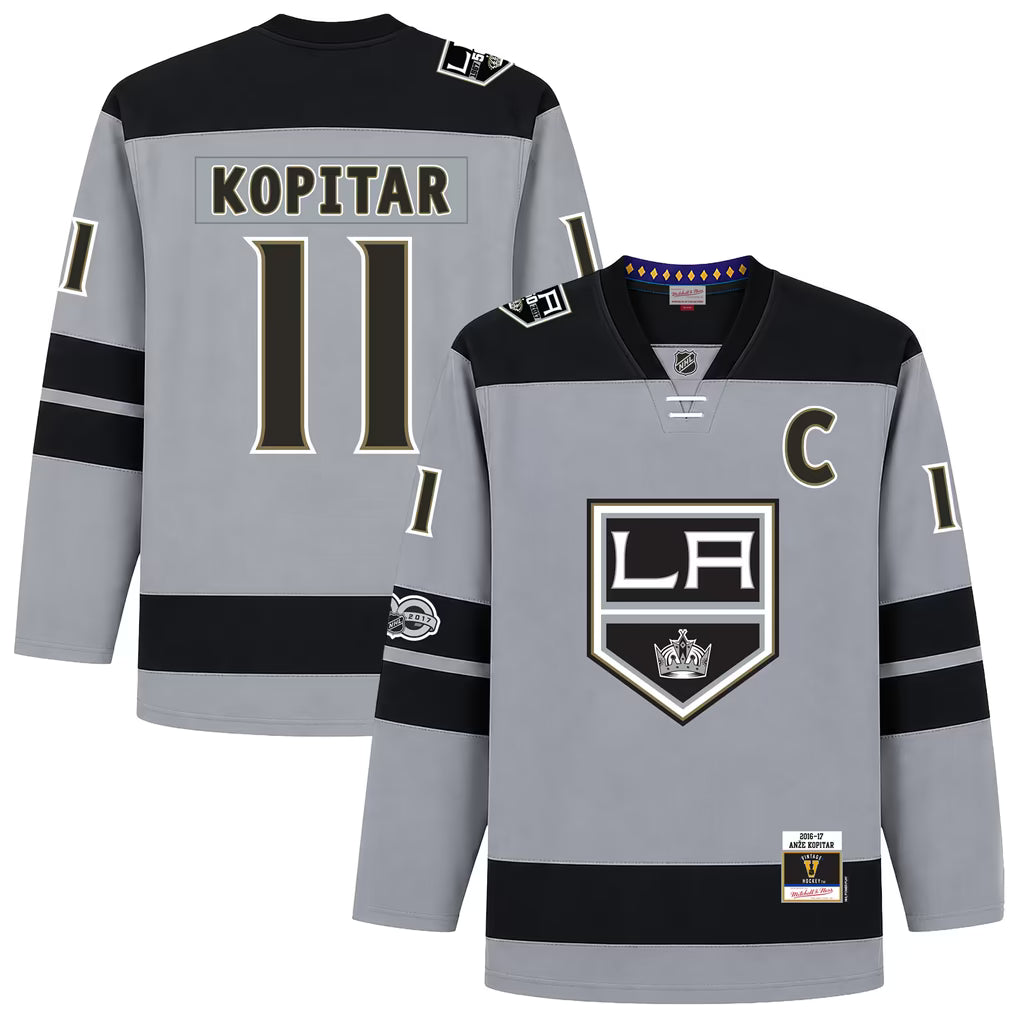 Anze Kopitar #11 Los Angeles Kings Grey Hockey Jersey – Captain Edition