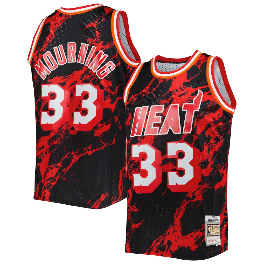 Alonzo Mourning Miami Heat Mitchell & Ness 2025/26 Hardwood Classics Marble Swingman Jersey - Black