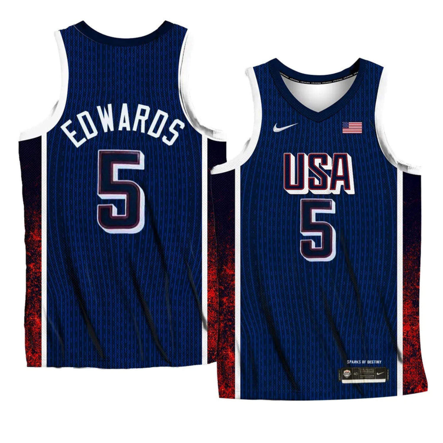 Front view of Anthony Edwards Team USA 2024 Olympics basketball jersey