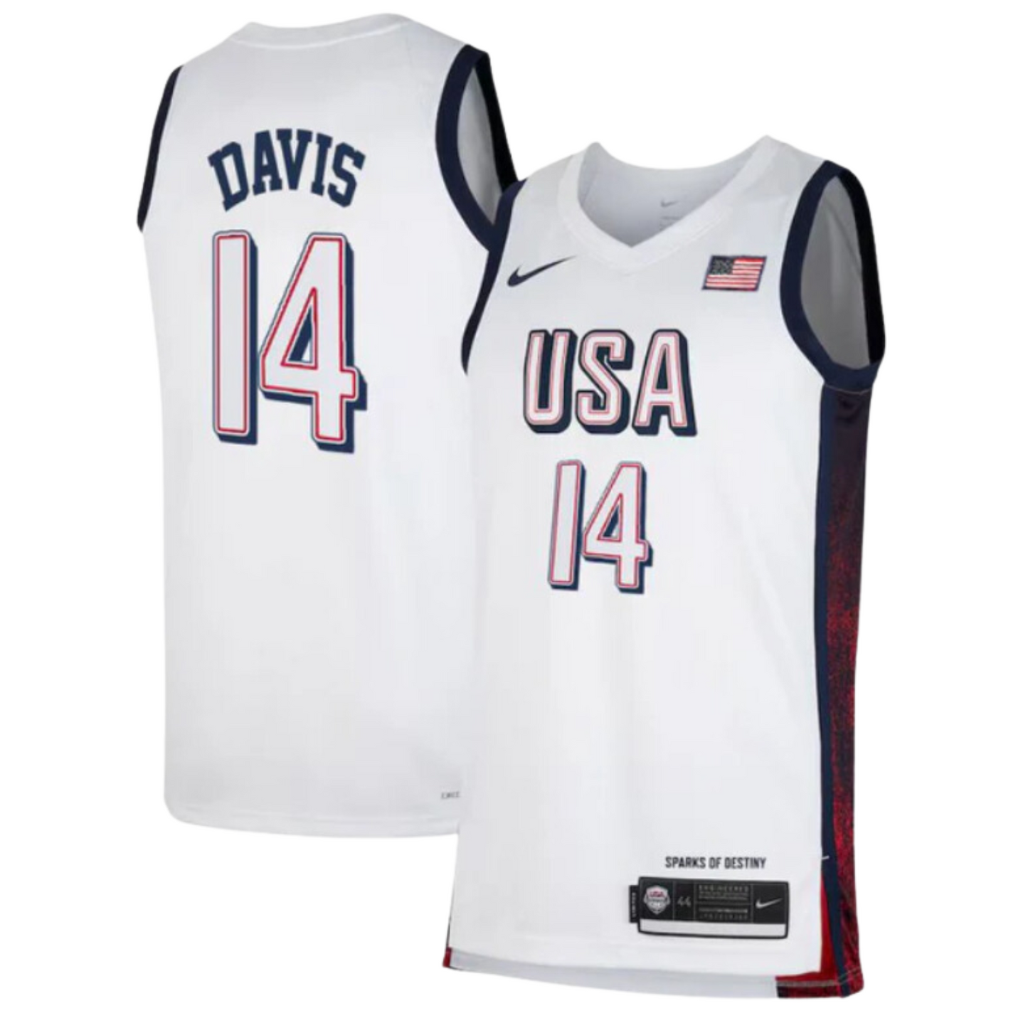 Back view of Anthony Davis Team USA 2024 Olympics basketball jersey