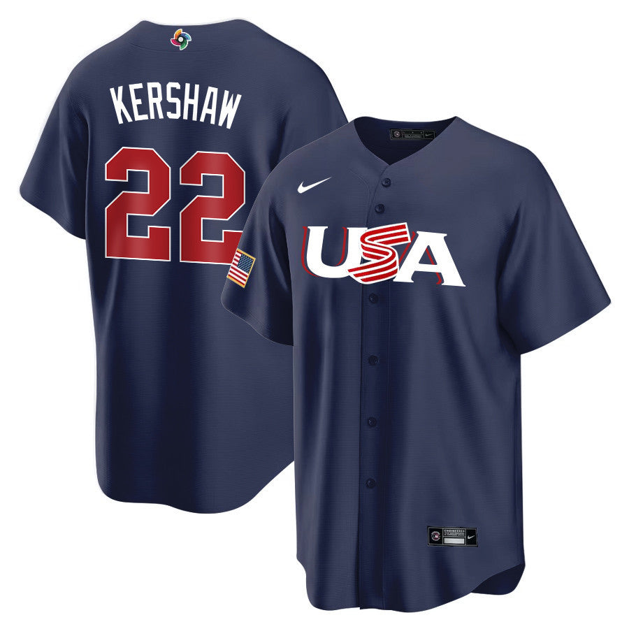 WBC Clayton Kershaw USA 22 Jersey