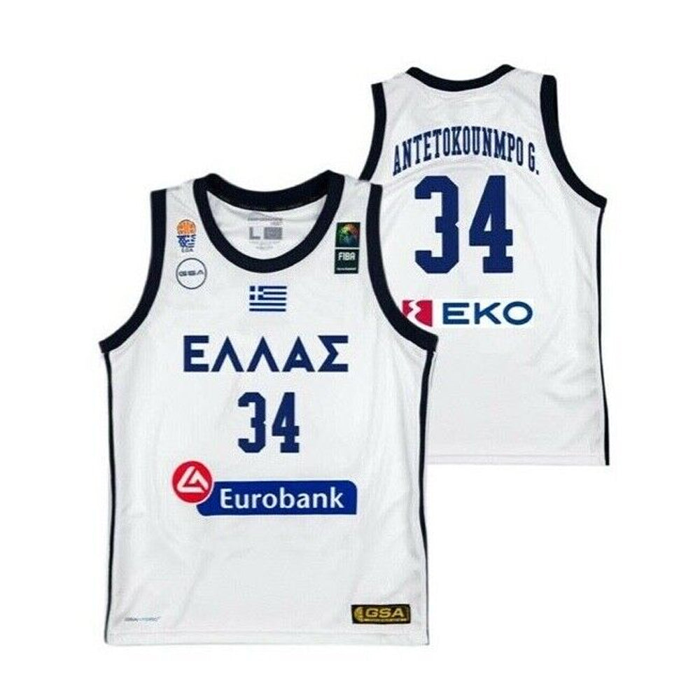 Giannis Antetokounmpo Greece Euro 34 Basketball Jersey