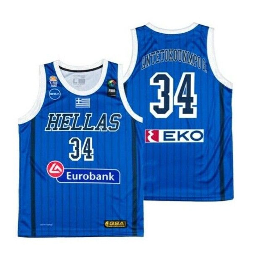 Giannis Antetokounmpo Greece Euro 34 Basketball Jersey