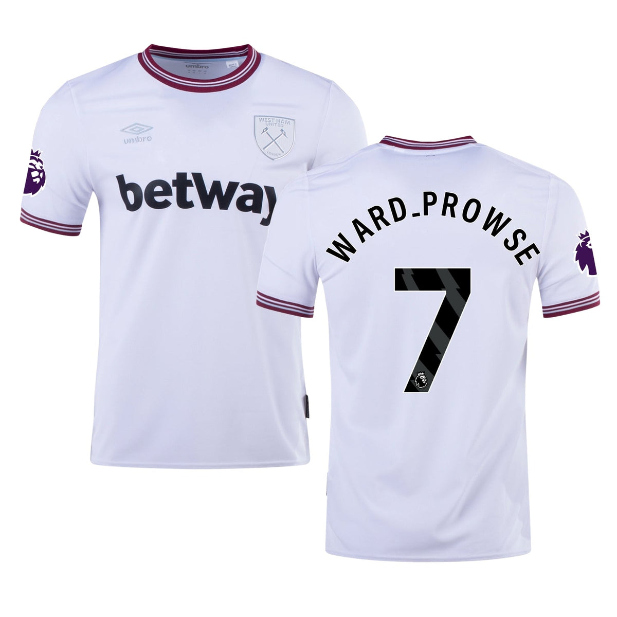 Back view showing number 7 on James Ward-Prowse West Ham jersey