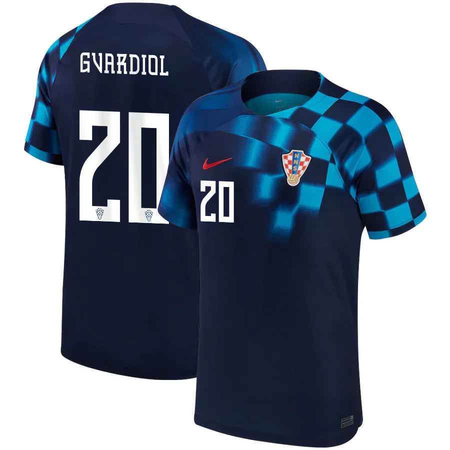 Back view showing number 20 on Josko Gvardiol Croatia jersey