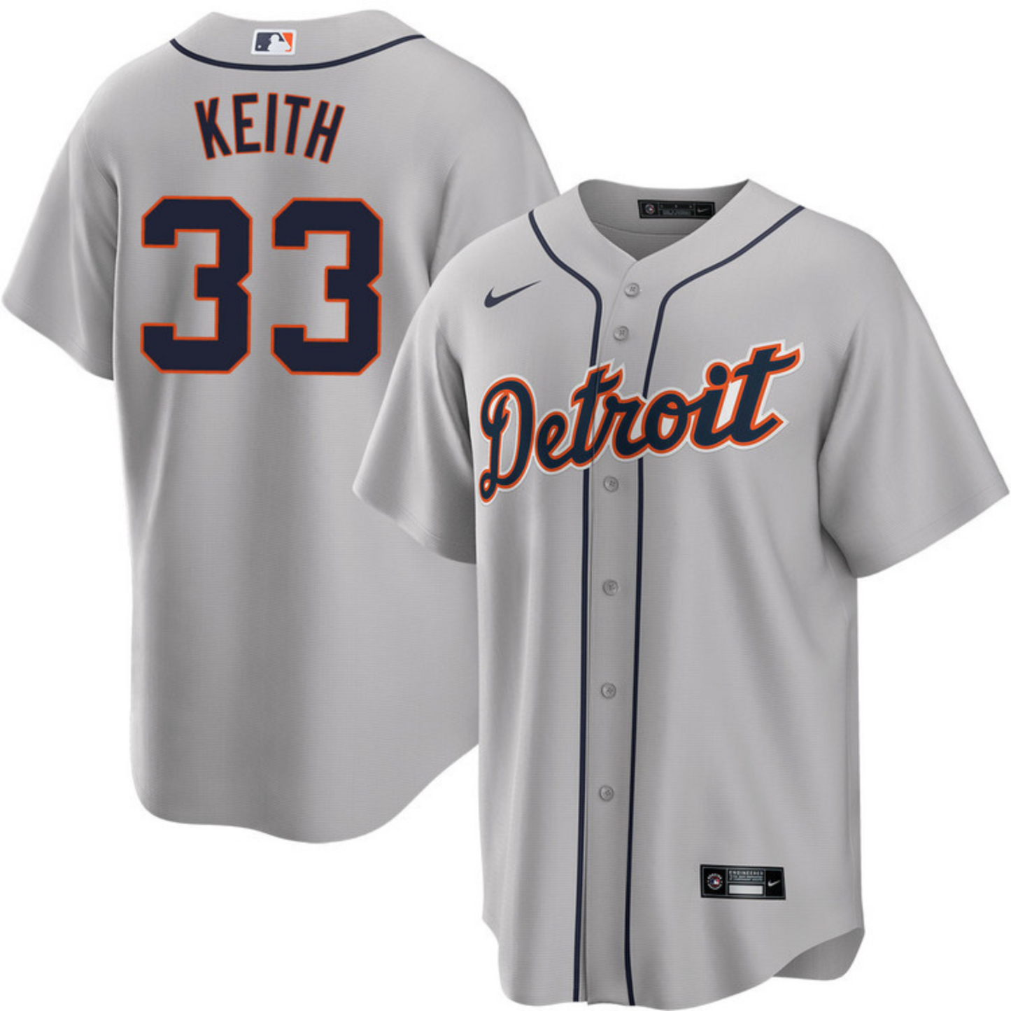 Back view of Colt Keith Detroit Tigers 33 Jersey