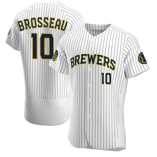 MLB Mike Brosseau Milwaukee Brewers 10 Jersey