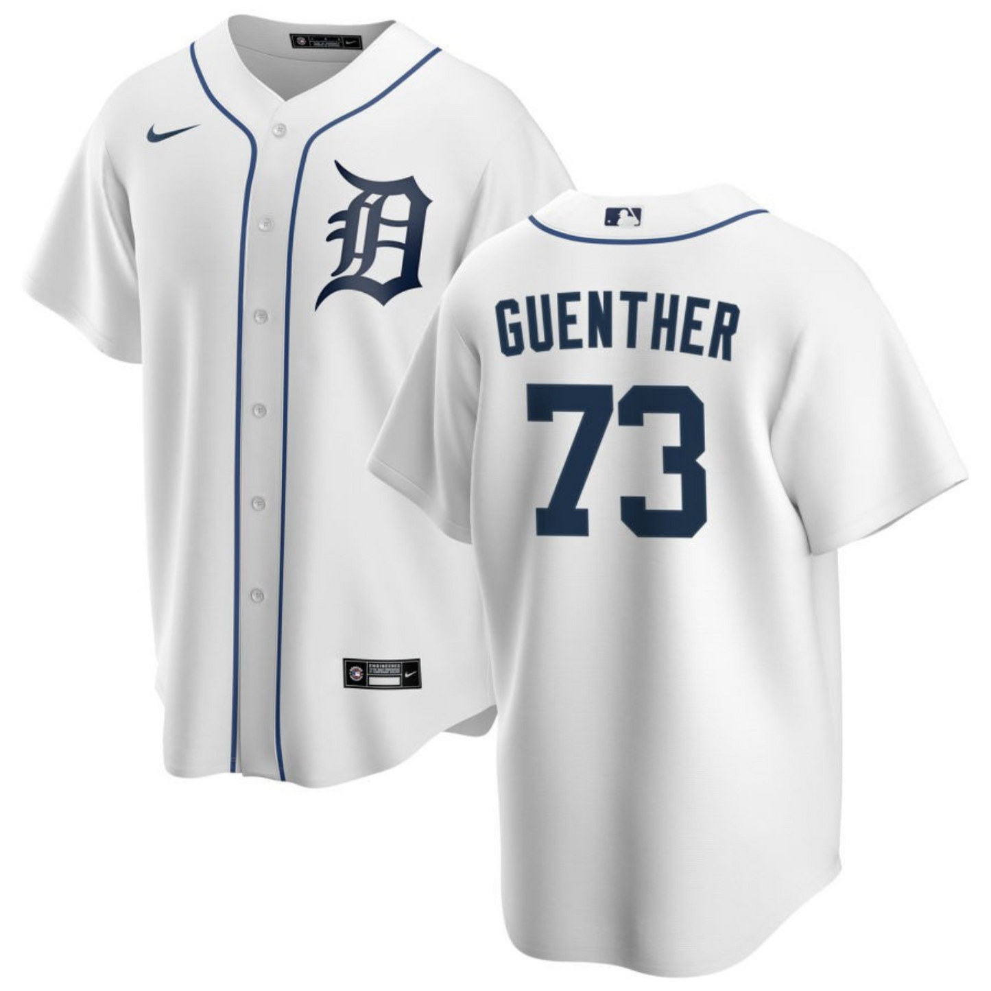 Front view of Sean Guenther Detroit Tigers 73 jersey