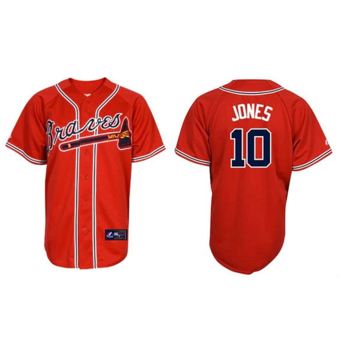 Chipper Jones Atlanta Braves retro jersey back view showing number 10