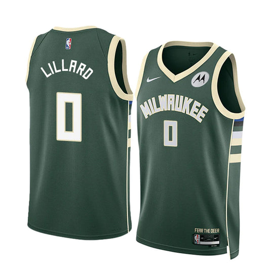 NBA Damian Lillard Milwaukee Bucks 0 Jersey