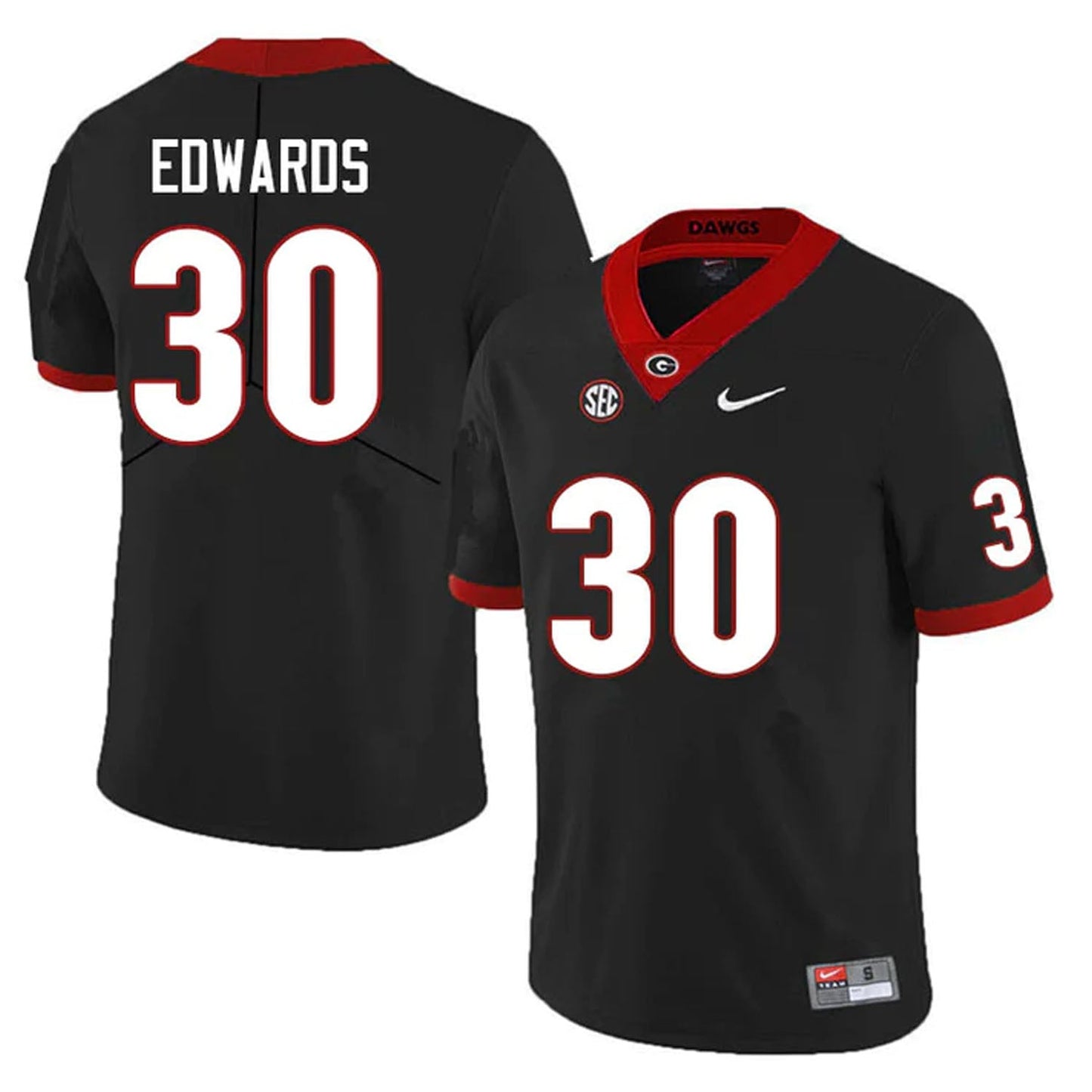 NCAAF Daijun Edwards Georgia Bulldogs 30 Jersey