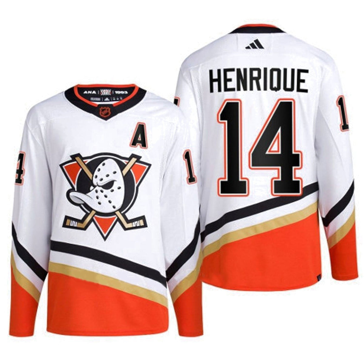 Close-up of Anaheim Ducks logo on jersey