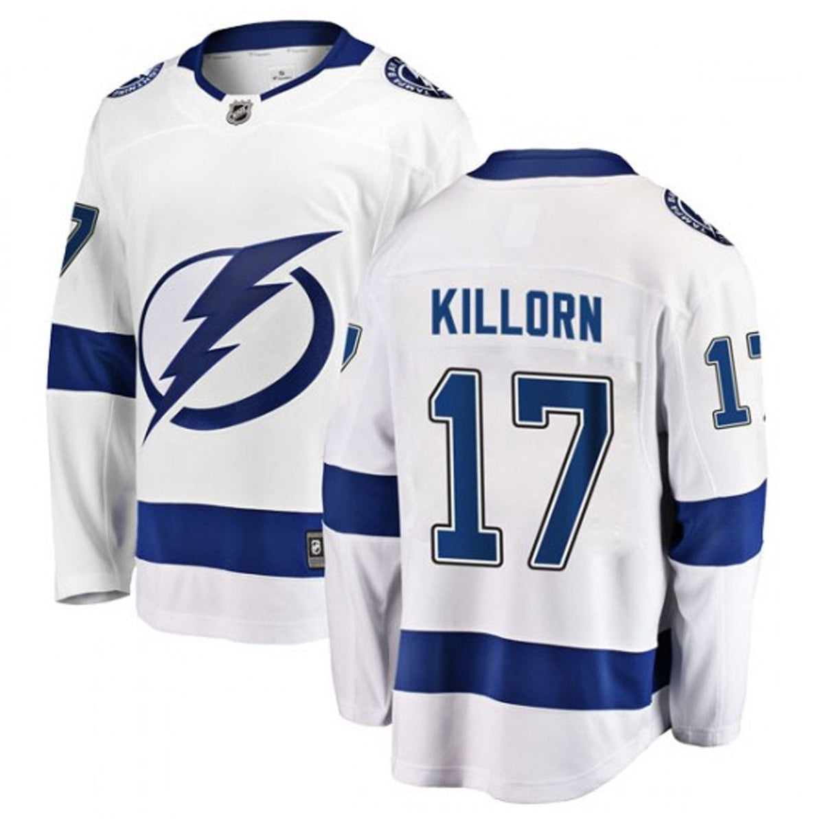 Full jersey hanging display showing Tampa Bay Lightning colors