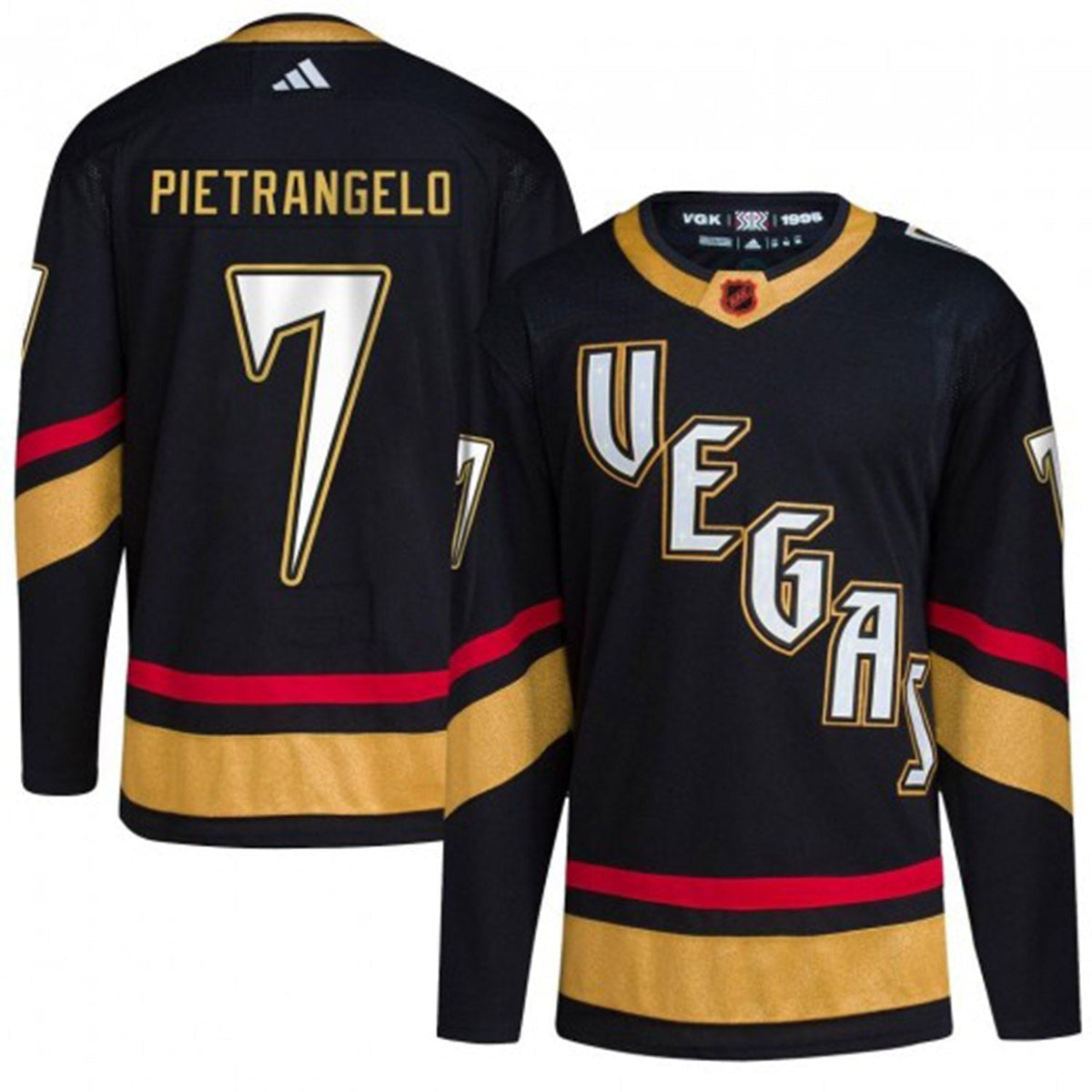 Full Alex Pietrangelo Vegas Golden Knights 7 Jersey displayed