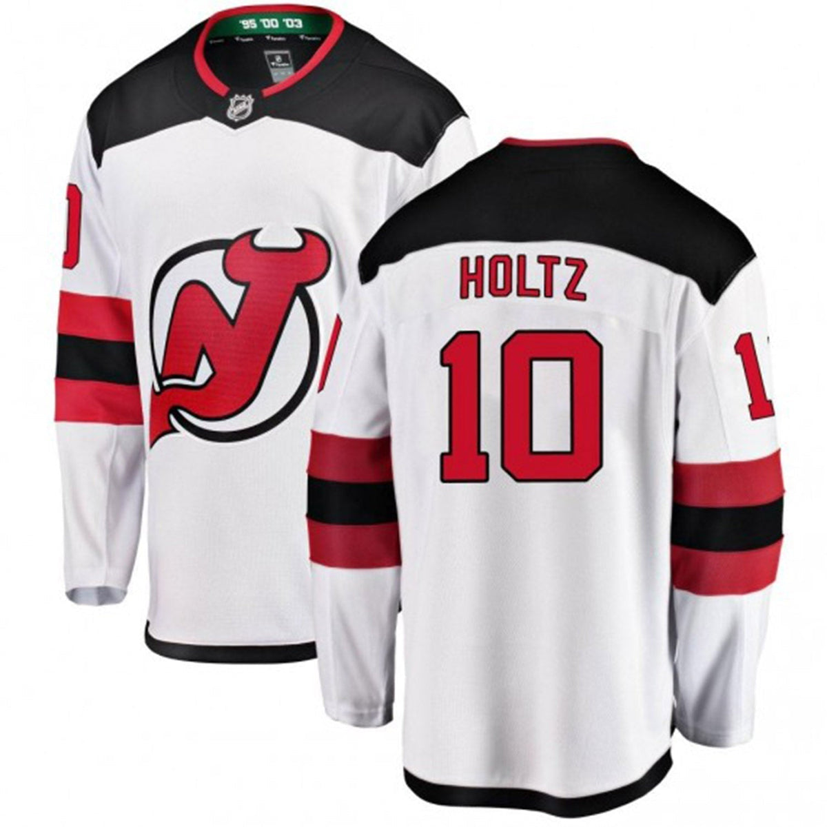 Fabric texture of Alexander Holtz hockey jersey
