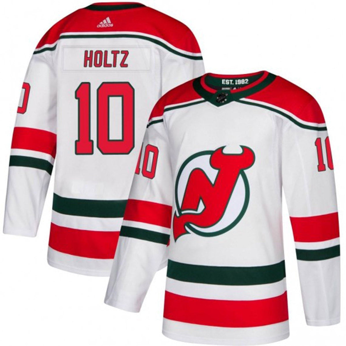 Back view showing number 10 on Alexander Holtz jersey