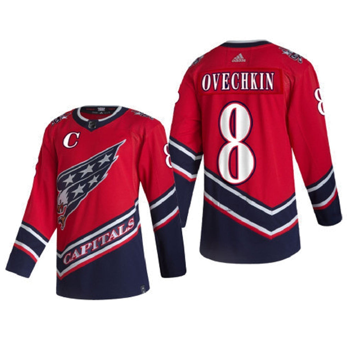 Shoulder patch and team detail on Ovechkin jersey