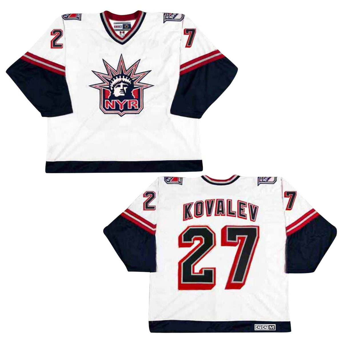 Close-up of team logo on Alexei Kovalev Rangers Jersey