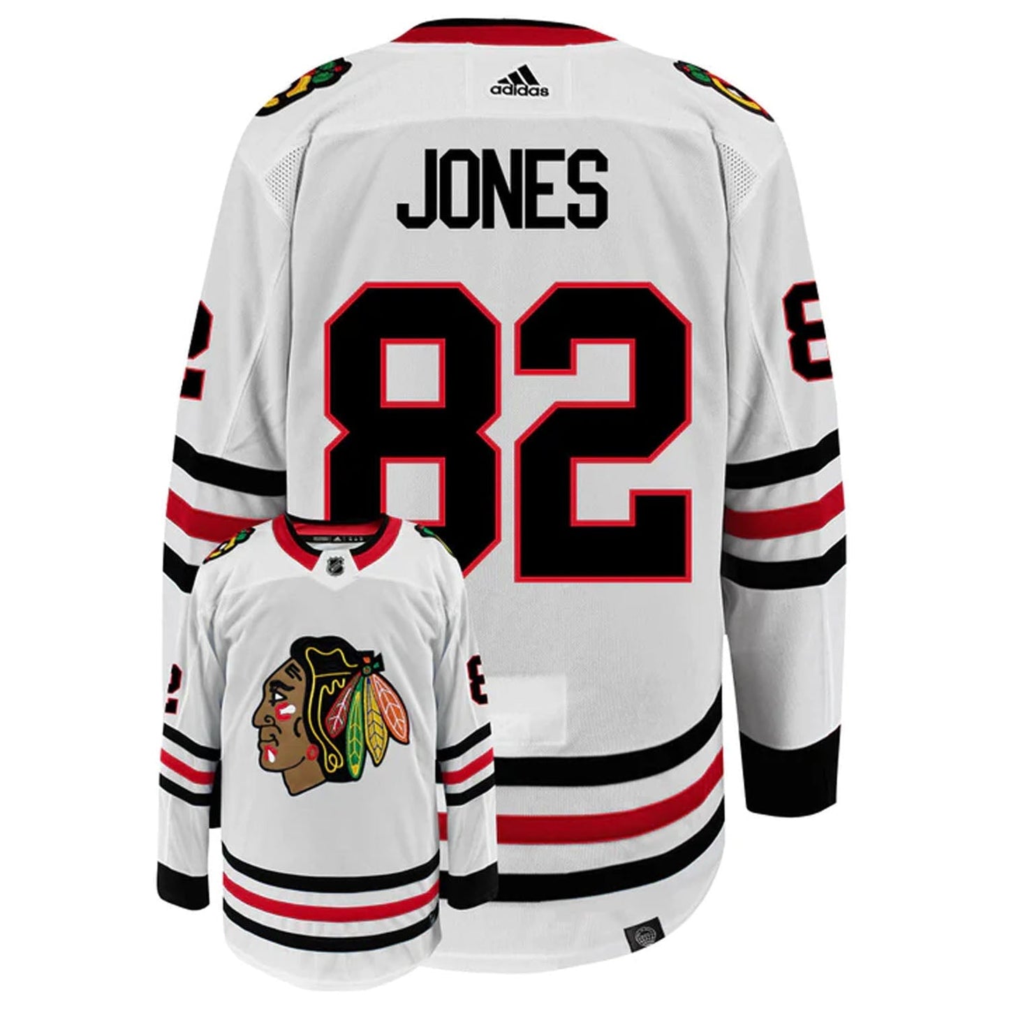 NHL Caleb Jones Chicago Blackhawks 82 Jersey