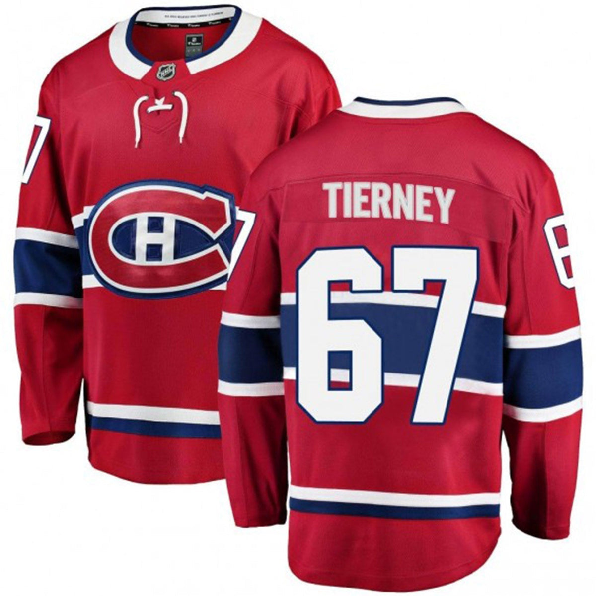 Close-up of Chris Tierney name on back of jersey