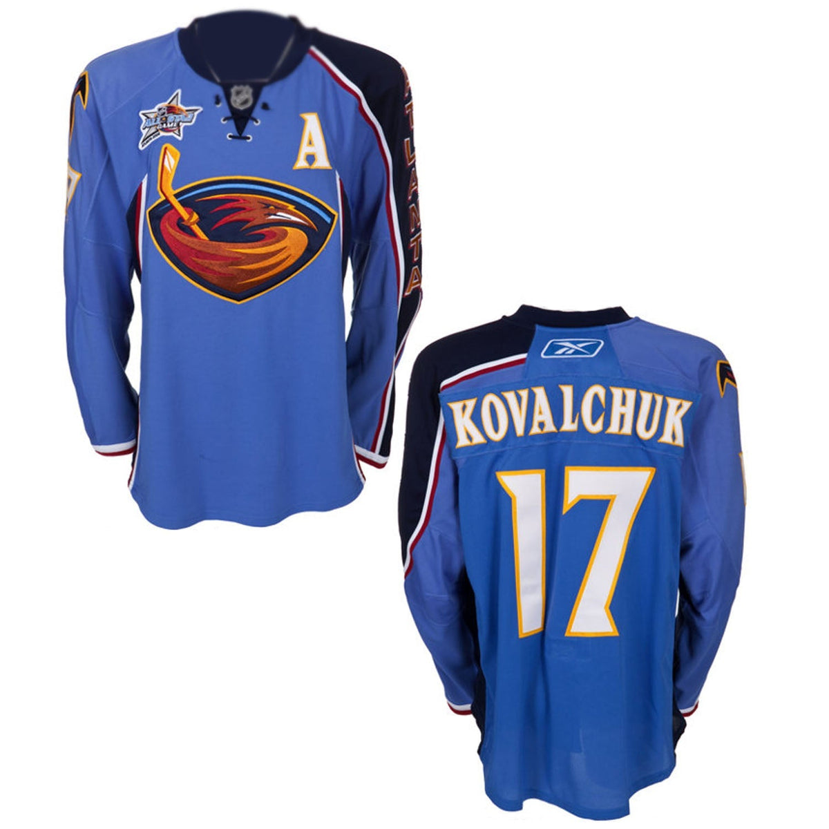 Back view of Ilya Kovalchuk Atlanta Thrashers 17 hockey jersey