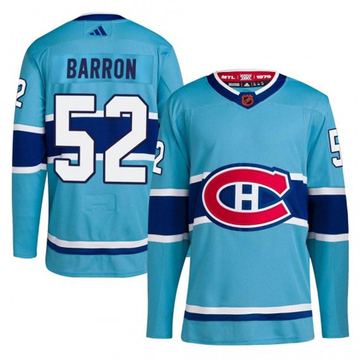 Justin Barron Montreal Canadiens 52 Jersey hanging