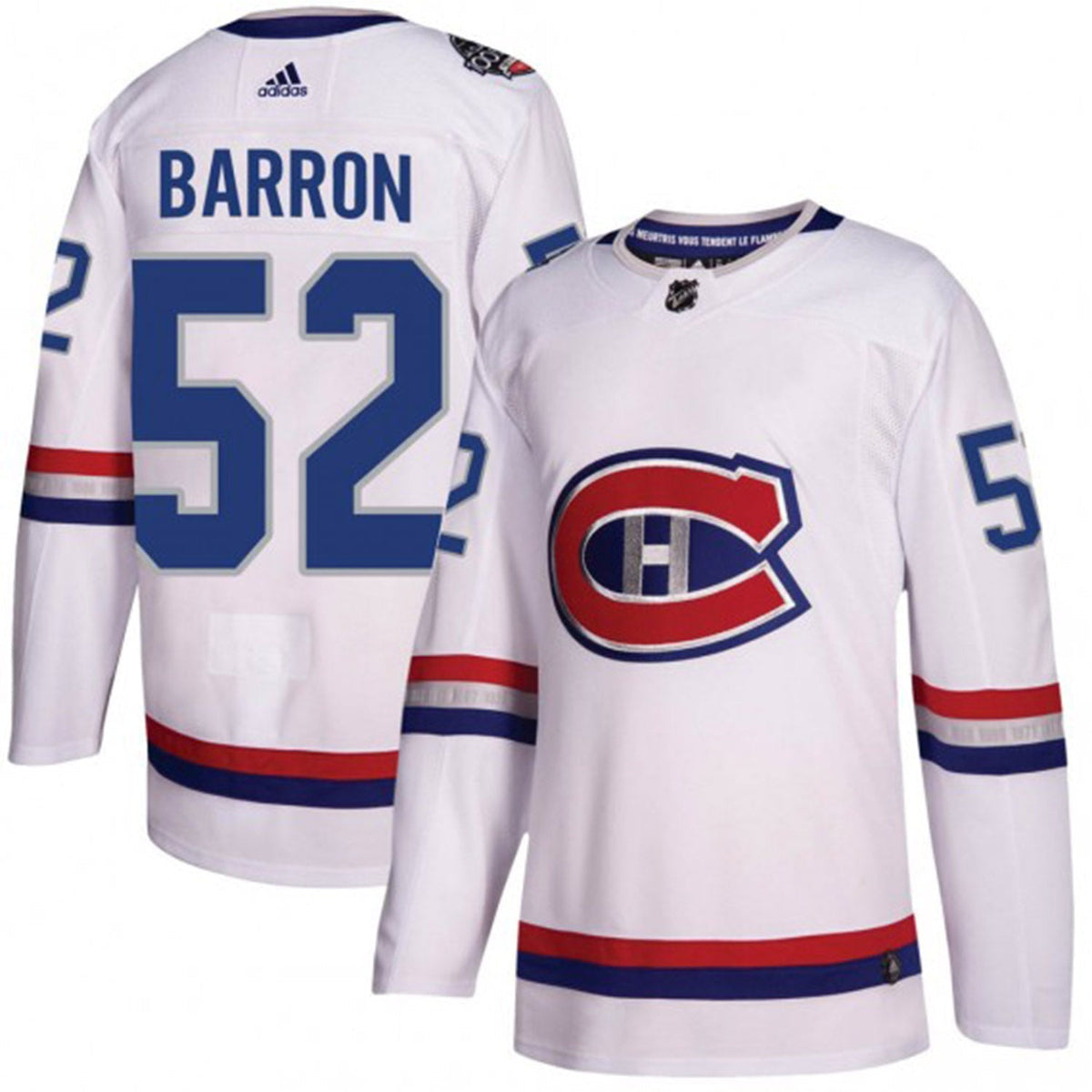 Montreal Canadiens logo on Justin Barron jersey