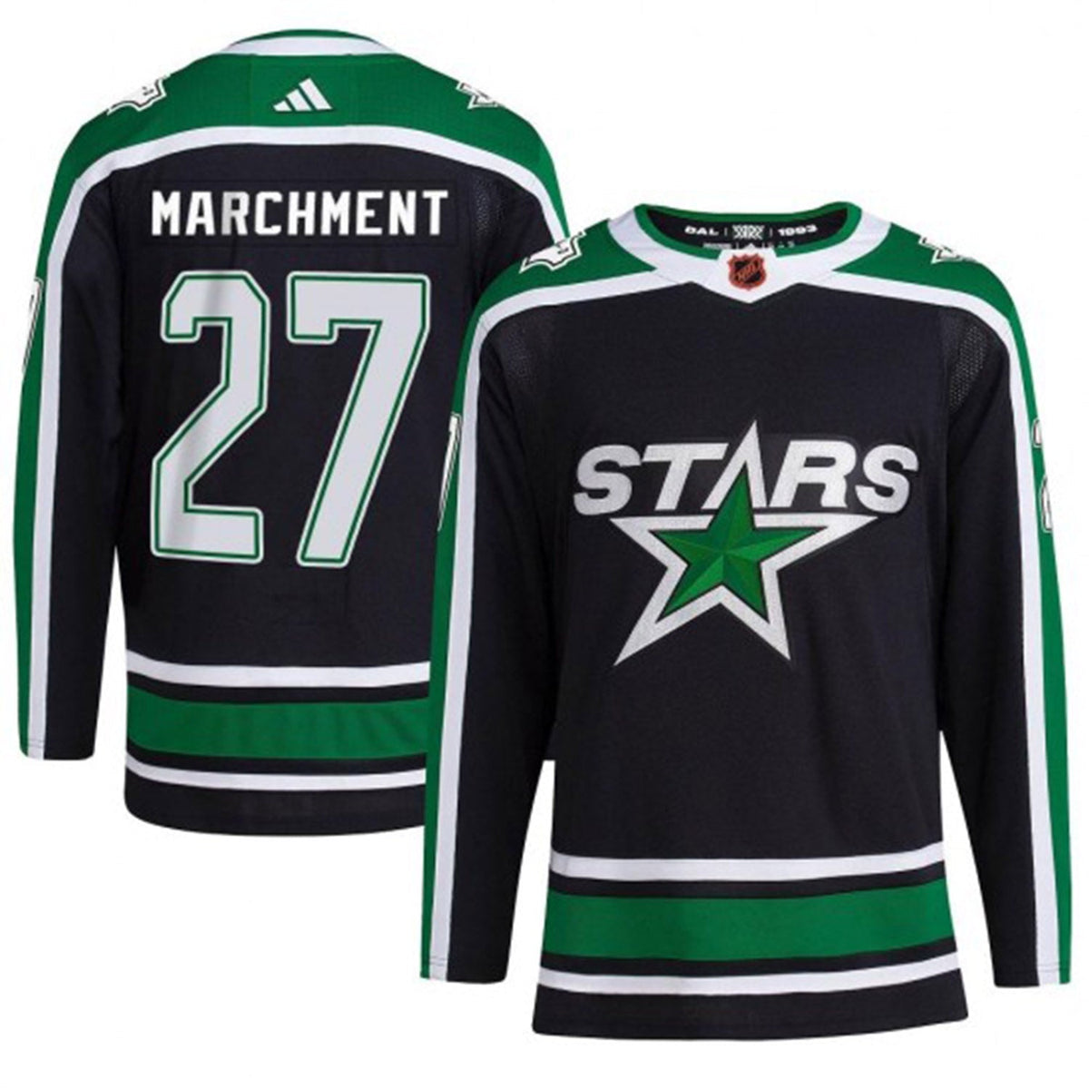 Full Dallas Stars Mason Marchment jersey laid flat