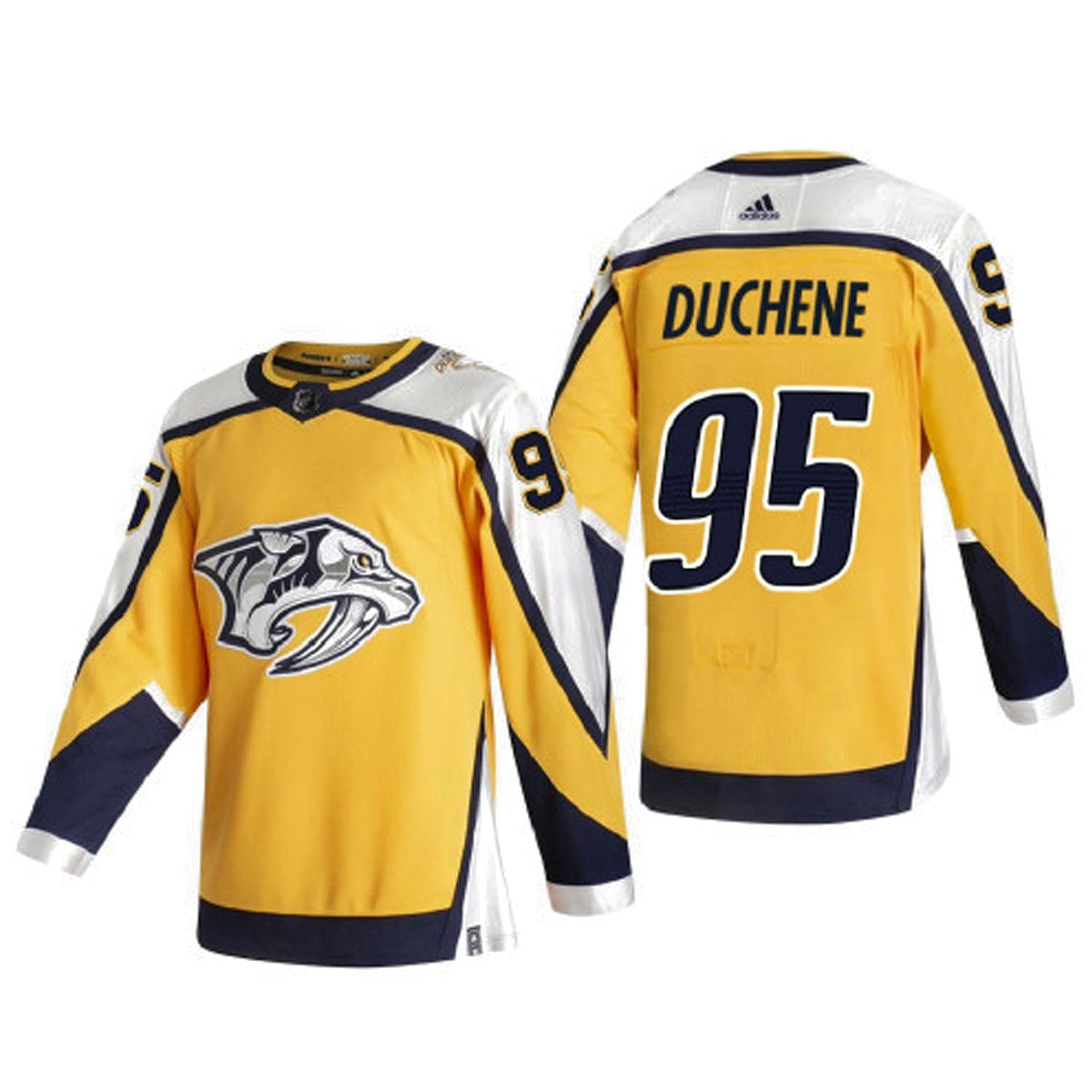 Close-up of Nashville Predators logo on Matt Duchene jersey